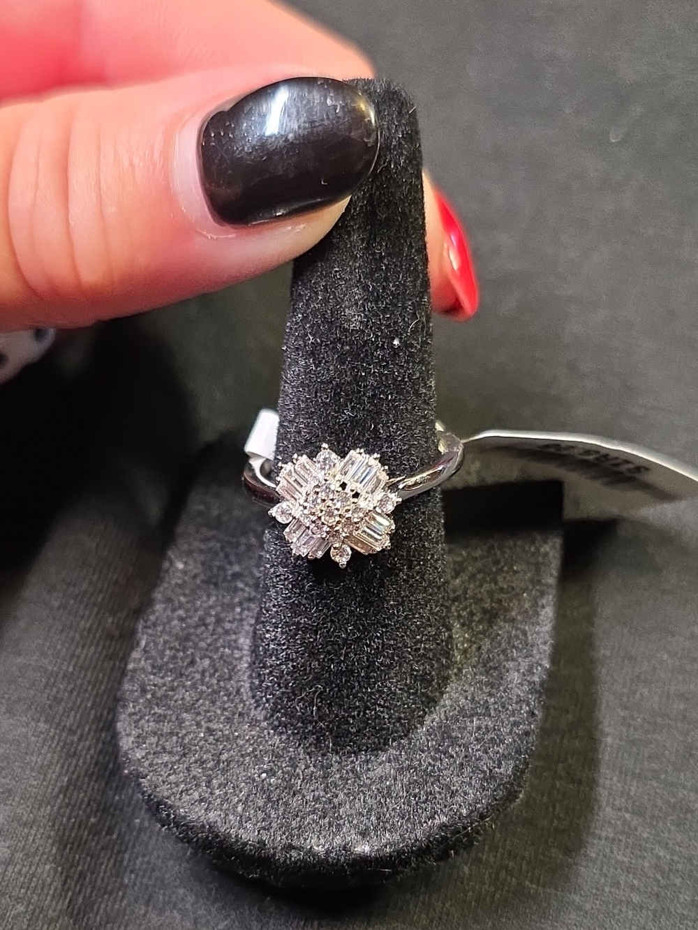 White Spinel Stone Floral Cluster Ring - Women's Sterling Silver